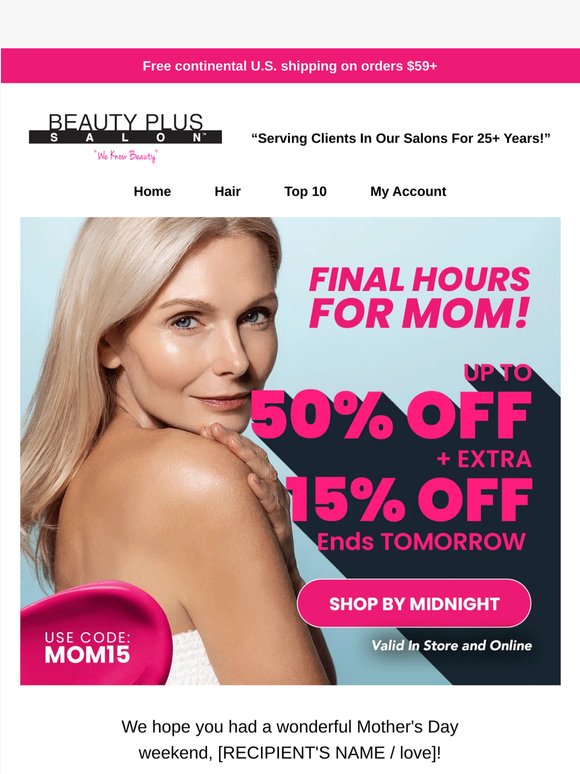 🚨 Ends Soon: Up to 50% OFF + EXTRA 15% OFF for Mom