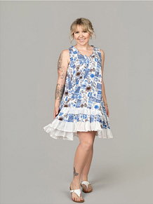 Ruffled Floral Layered Hem Dress