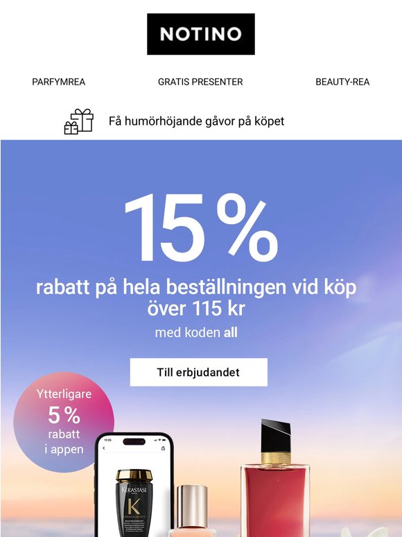 15 % rabatt! Och ytterligare 5 % rabatt i appen
