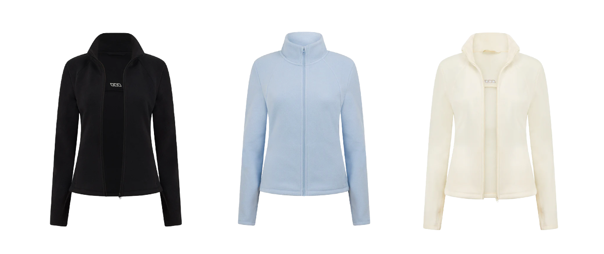 Black, Petal Blue & Cream Zip Through Jacket
