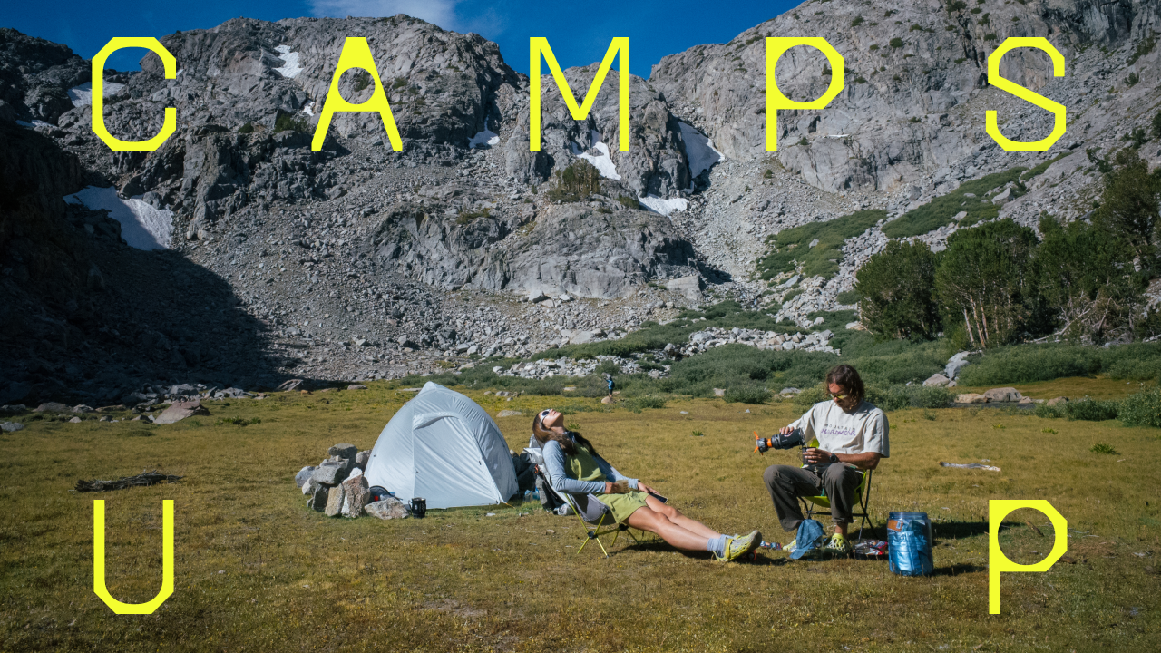Camps up / Campers at their campsite.