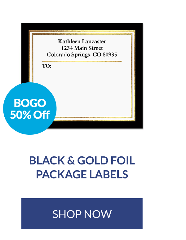 Black & Gold Foil Package Labels