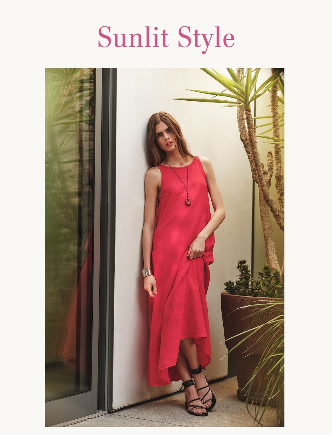 Sunlit Style. Model wearing Reta Dress in rio.