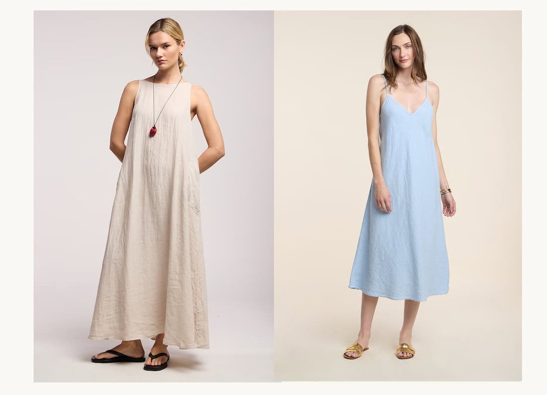 2 model images wearing: Reta Dress and Hope Dress