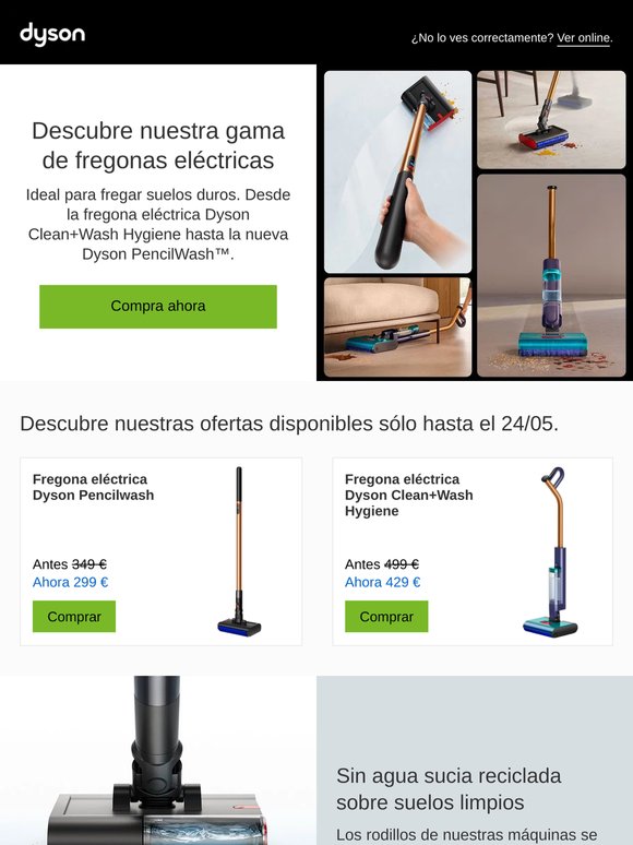 Tecnología avanzada de fregado Dyson, ahora con oferta exclusiva