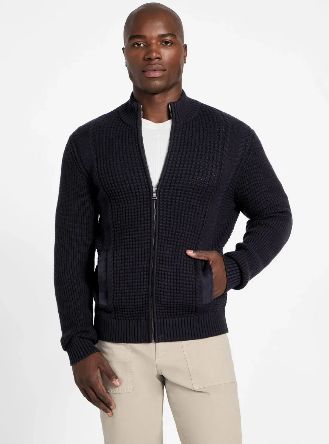 Image of Eco Smart Blue Ryder Waffle-Knit Cardigan