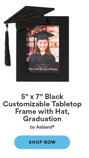 5 x 7 Black Customizable Tabletop Frame with Hat, Graduation