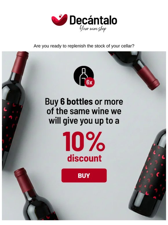 📦 10% off on cases of wine only for this week.