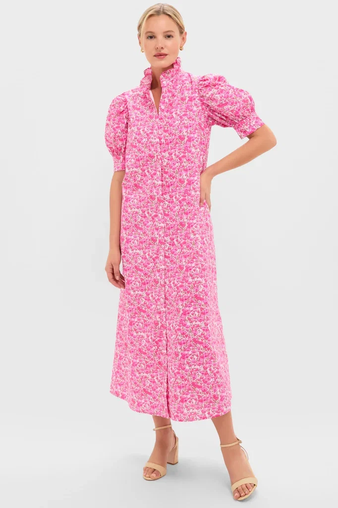 Image of Pink Poppies Floral Louisa Maxi Dress