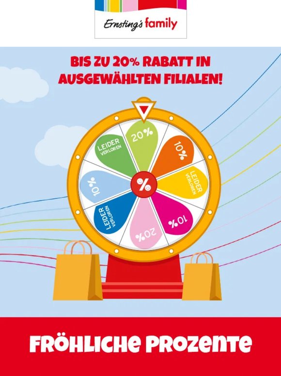 Bis zu 20% Rabatt in unseren Filialen gewinnen
