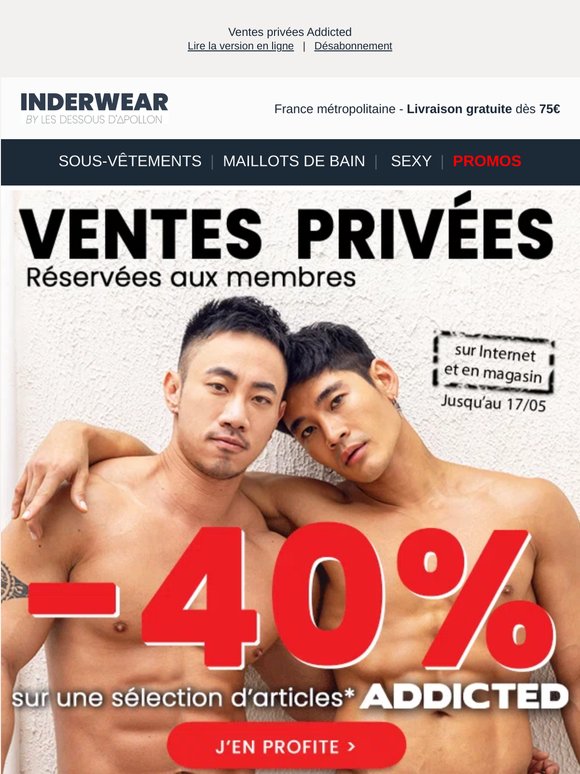 Ventes Privées Addicted : -40%* sur une sélection d'articles ⚠️