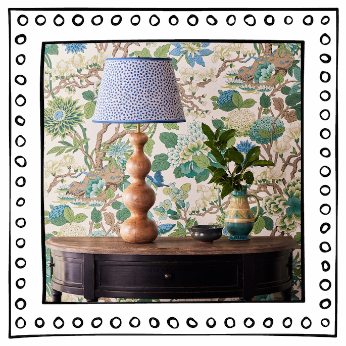 Blue and indigo polka dot paper shade