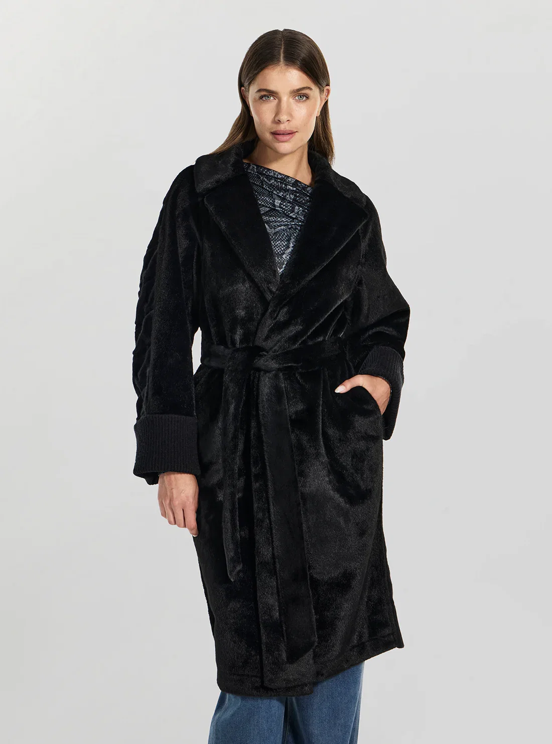 Image of Eco Black Ludovica Faux-Fur Coat