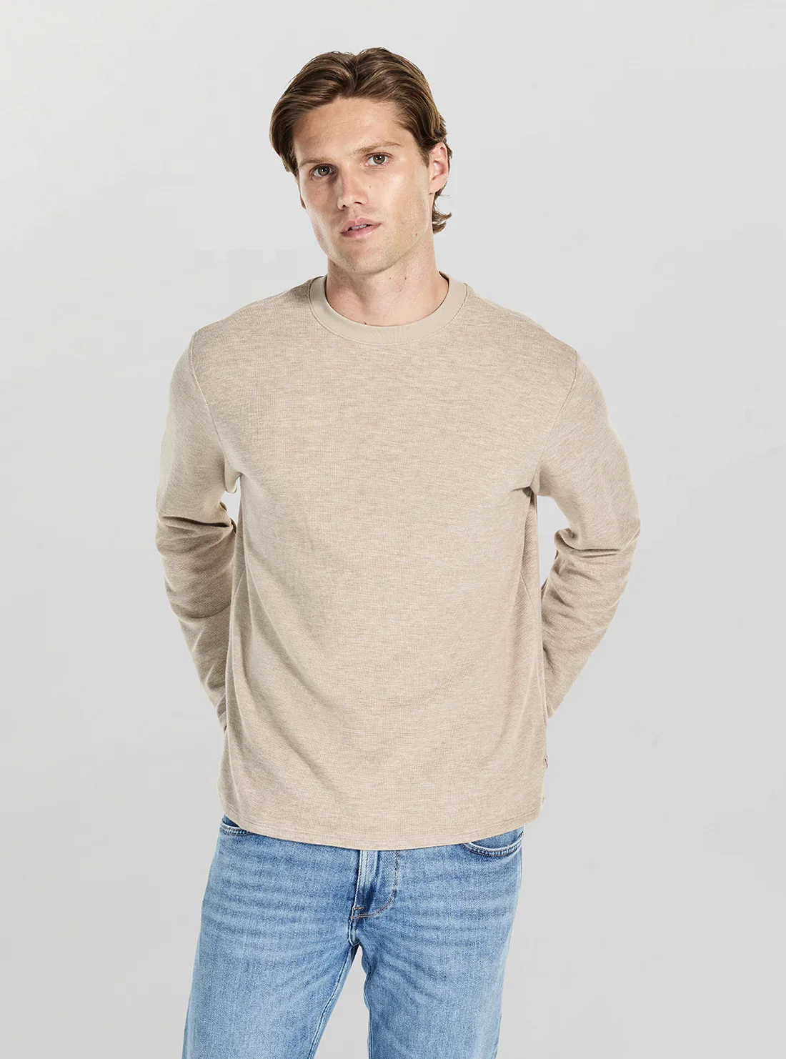 Image of Beige Saul Textured Knit Jumper