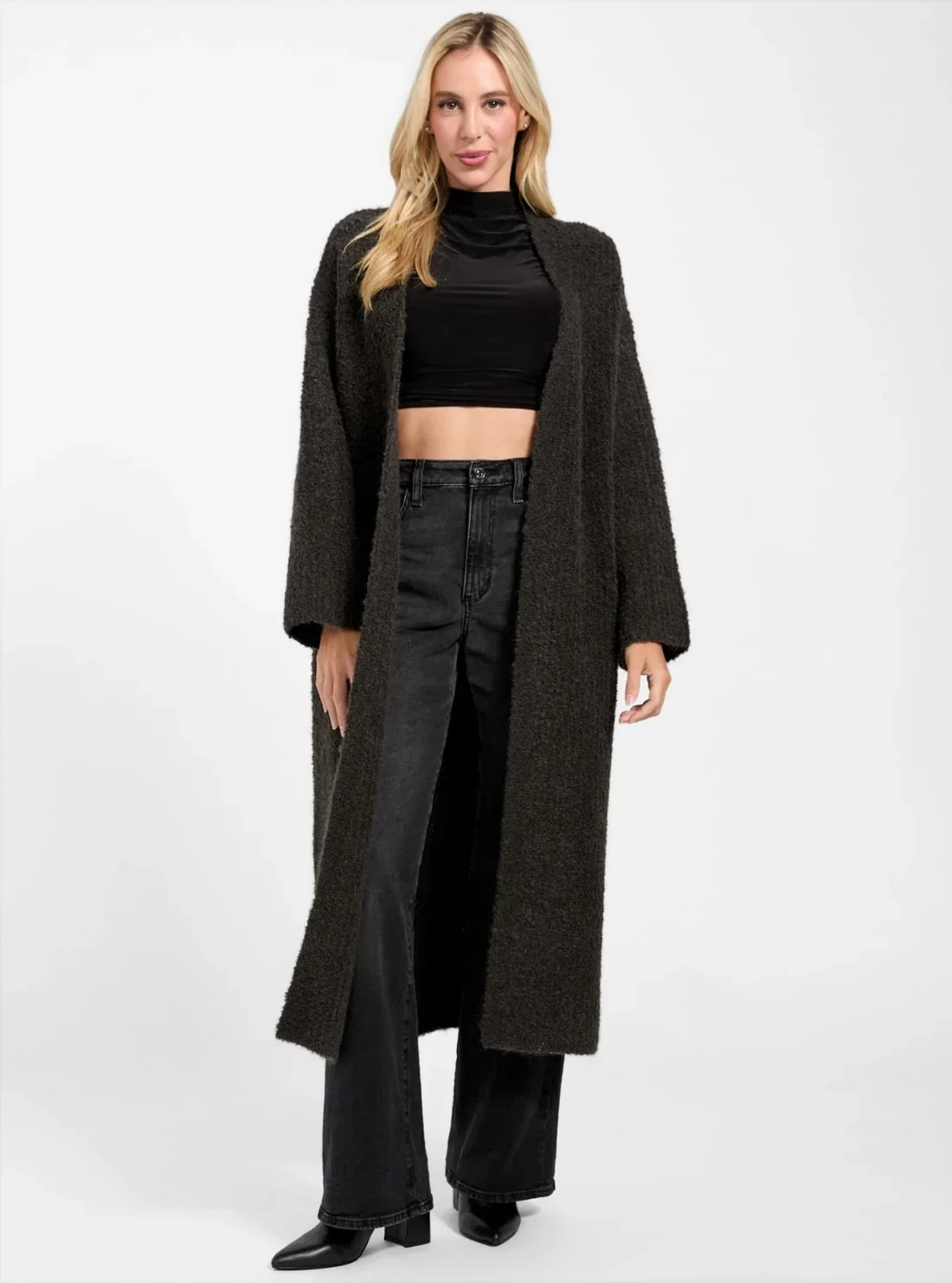 Image of Eco Brown Beniko Bouclé Midi Cardigan