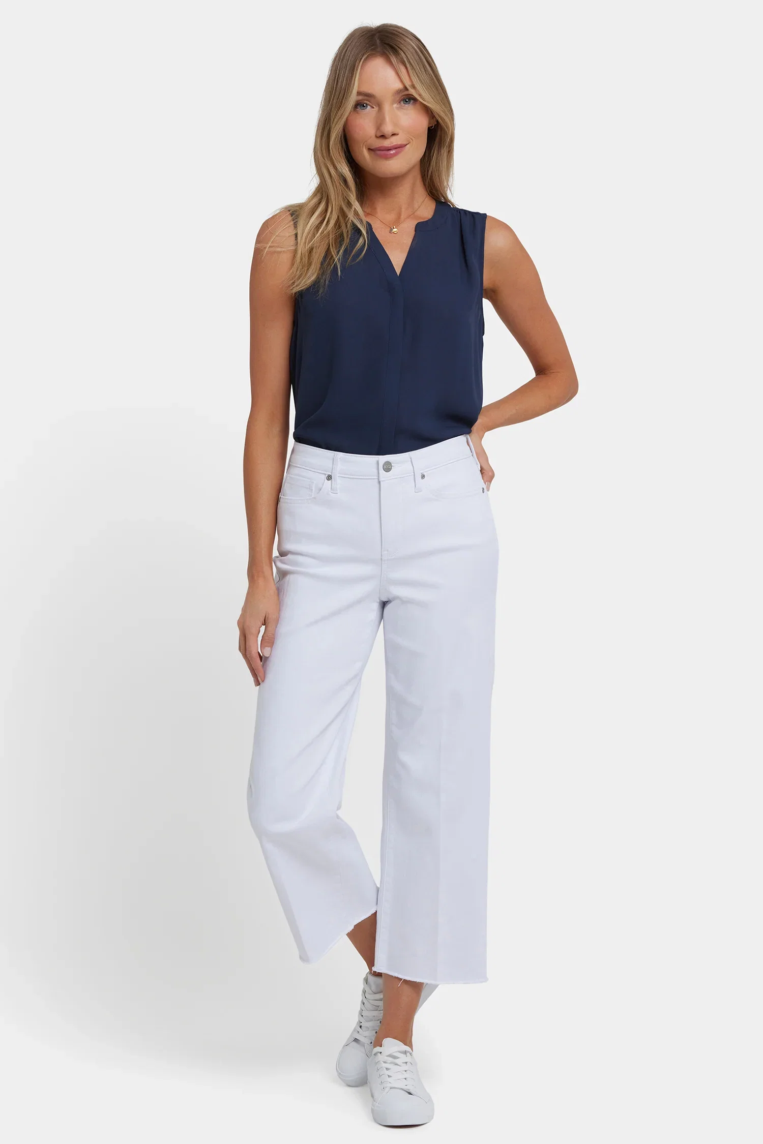 Image of Coco Relaxed Wide Leg Crop Jeans - Optic White