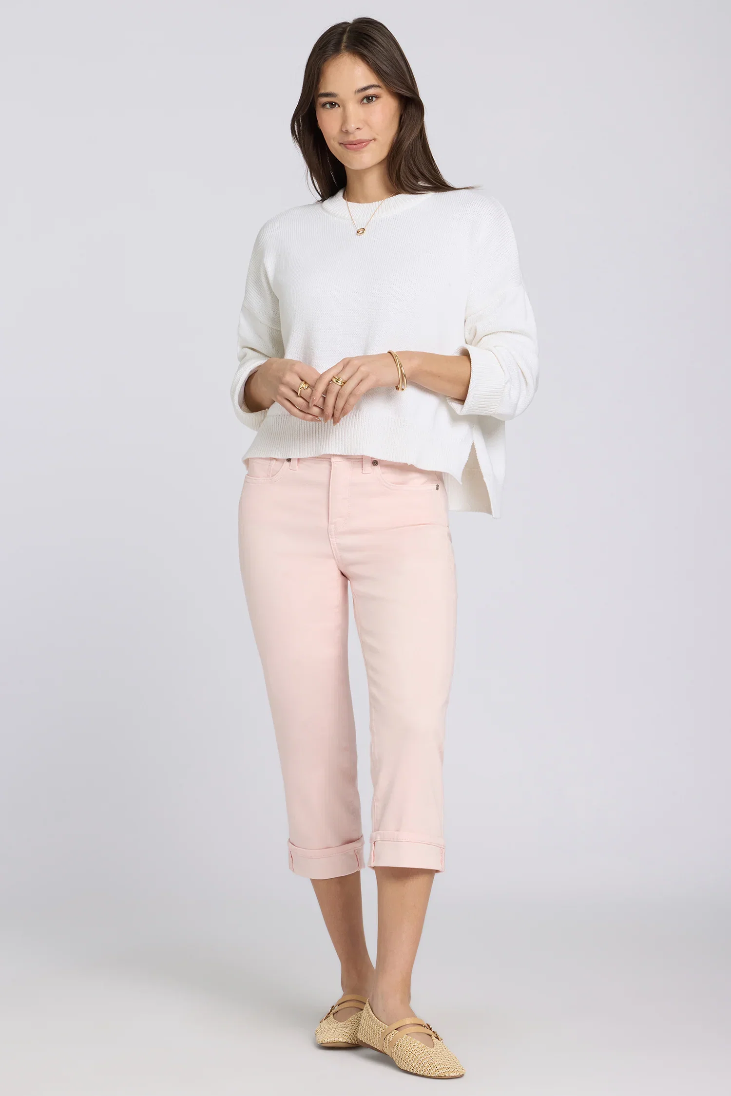 Image of Marilyn Straight Crop Jeans - Pink Dogwood