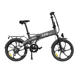 PVY Z20 Pro Folding Electric Bike, 250W 36V 14.5Ah Removable Battery, 20*2.3 inch Wide Tire, Max 100km Range, Aluminum Frame Mechanical Disc Brake, Suspension Fork, Shimano 6-speed, LCD Display IPX5 waterproof - Grey