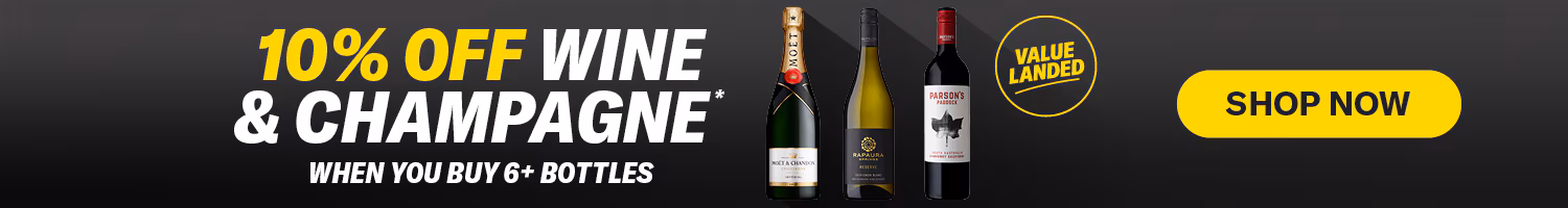 10% off wine & champagne* when you buy 6+ bottles