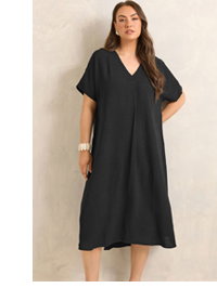 EVANS Curve Black Pleat Midi Dress