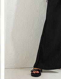 EVANS Curve Black Wide Leg Premium Linen Trousers