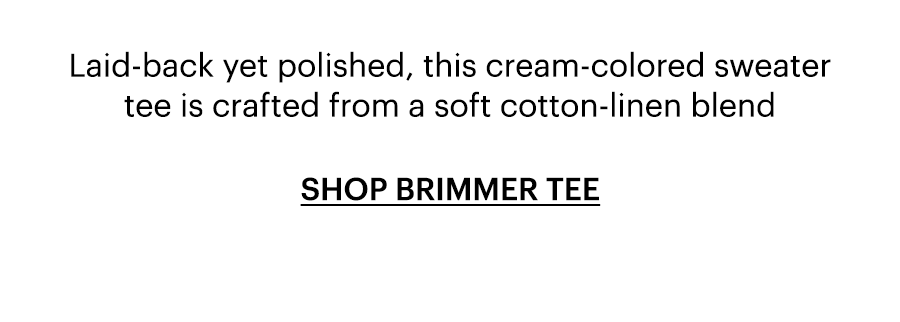 Laid-back yet polished, this cream-colored sweater tee is crafted from a soft cotton-linen blend. Shop Brimmer Tee in Silt.
