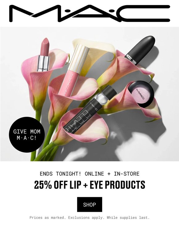 ENDS TONIGHT! 25% OFF lip + eye products