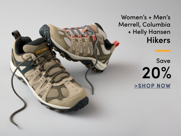 Women's + Men's Merrell, Columbia, & Helly Hansen Hikers Save 20%
