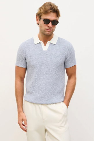 Hugo Oversized Open Collar Knit Polo