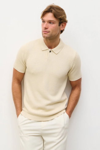 Syd Single Button Collar Knit Polo