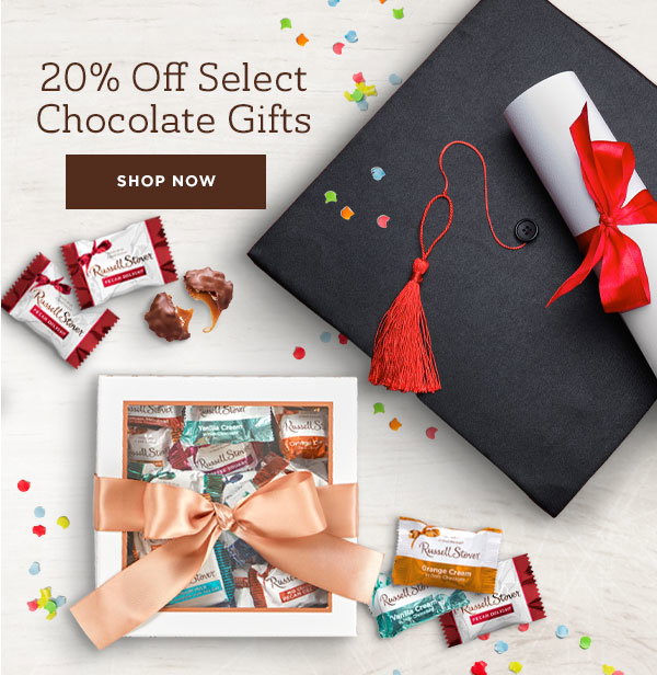 celebrating graduates with 20% off select chocolates