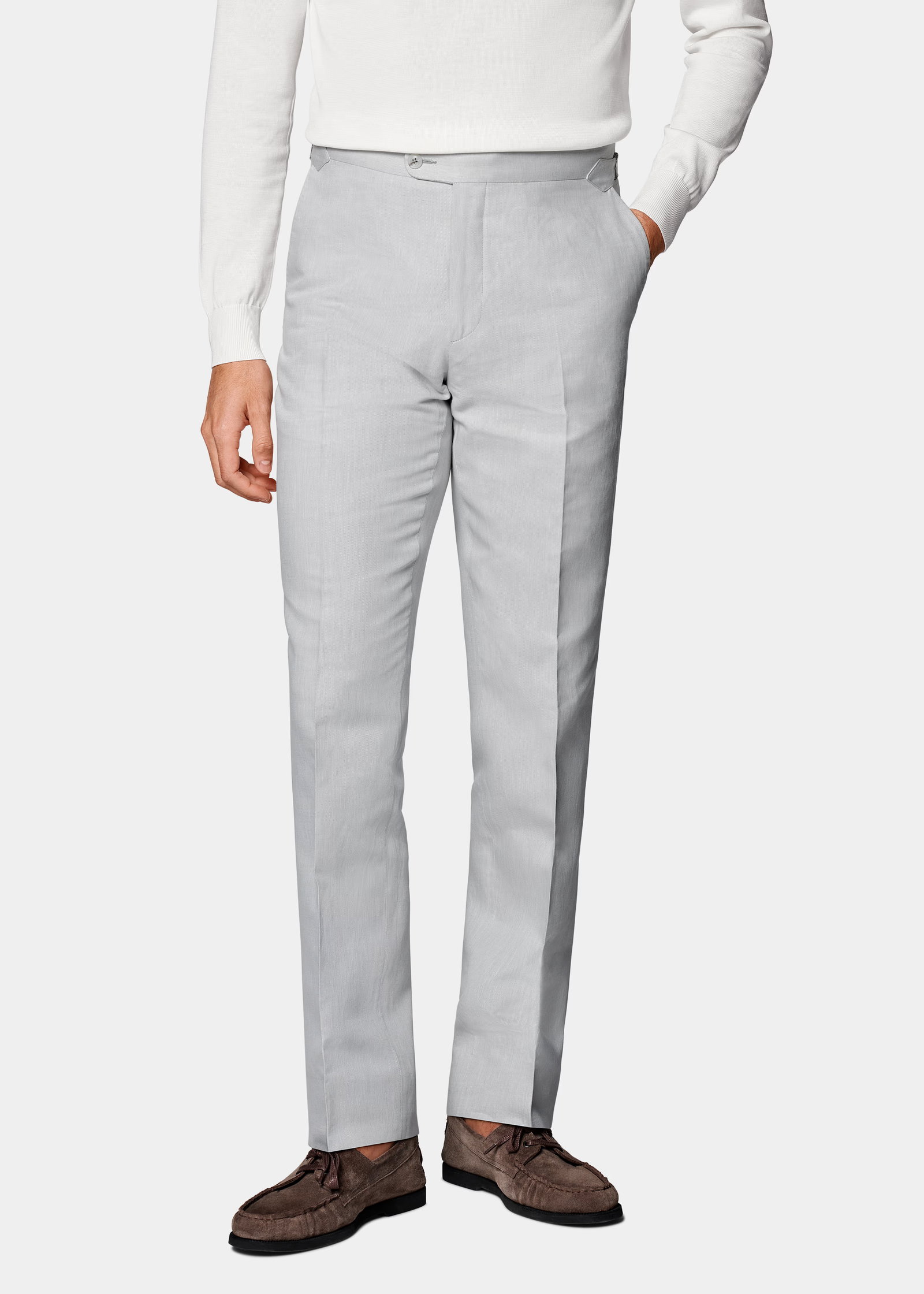 Light Grey Slim Leg Straight Suit Trousers