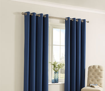 Essentials Smooth Tape Top Curtains Blue