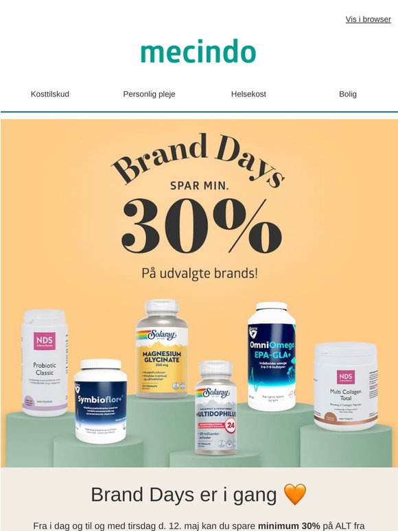 Brand Days er startet 🧡 Spar min. 30% på Biosym, Solaray & NDS