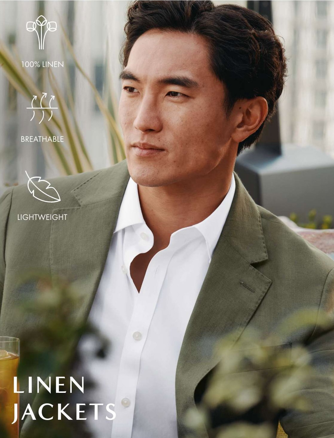 Pure Linen Jacket – Olive Green