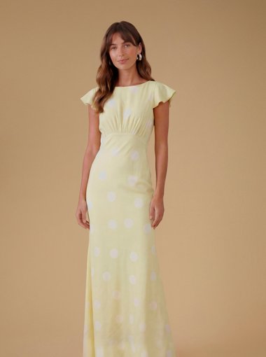 Polkadot Crepe Maxi Dress