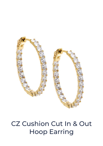 CZ Cushion Cut In & Out Hoop Earring