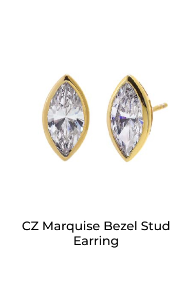 CZ Marquise Bezel Stud Earring