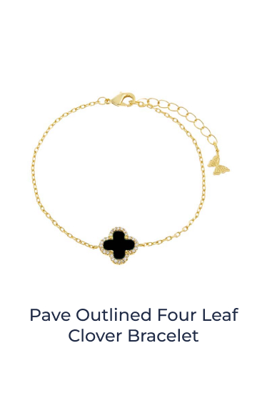 Pave Outlined Four Leaf Clover Bracelet