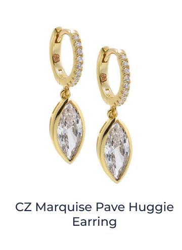 CZ Marquise Pave Huggie Earring