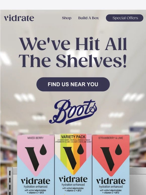 We're in Boots! 🎉 Find us in a store near you.