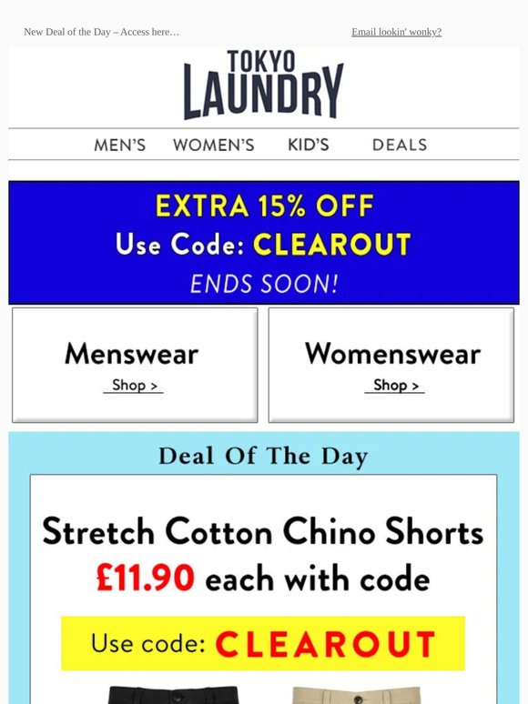 Stretch Cotton Chino Shorts £11.90 each!