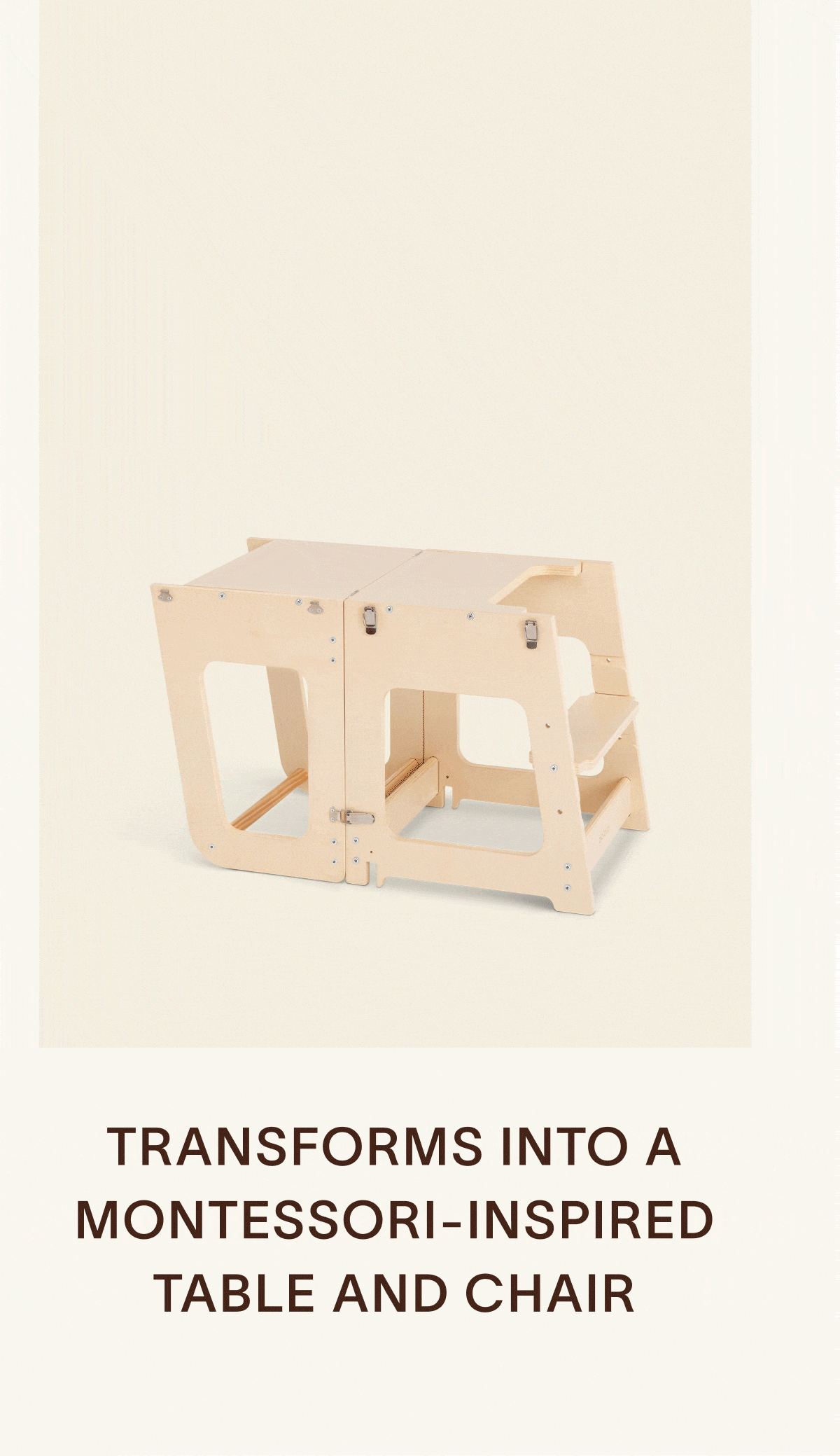 Convertible Tower - Transforms into a Montessori-inspired table and chair 