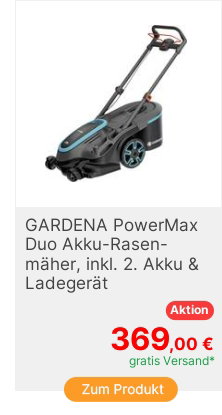GARDENA PowerMax Duo 4636V P4A ReadyToUseSet Akku AkkuRasenmher inkl 2 Akku inkl Ladegert mit Rasenkamm mi