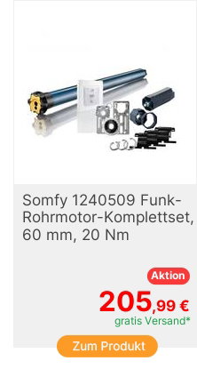 Somfy 1240509 FunkRohrmotorSet 60mm 20 Nm