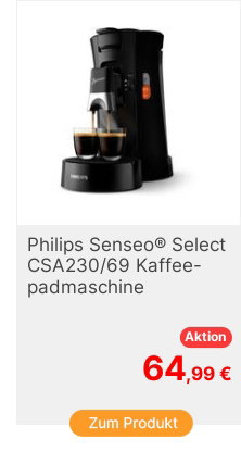 Philips CSA23069 CSA23069 Kaffeepadmaschine Schwarz mit Heiwasserauslass One Touch