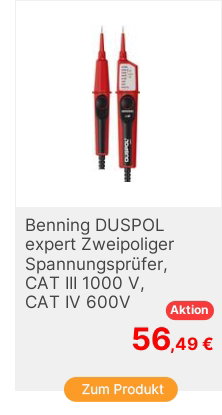 Benning DUSPOL expert Zweipoliger Spannungsprfer CAT III 1000 V CAT IV 600V LED Vibration Akustik