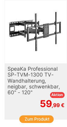 SpeaKa Professional SPTVM1300 TVWandhalterung 1524cm 60  3048cm 120 Neigbar Schwenkbar