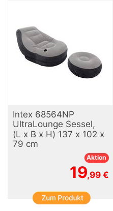 Intex 68564NP UltraLounge Sessel L x B x H 137 x 102 x 79cm Grau