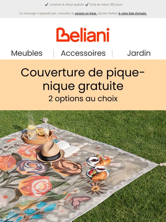 Couverture de pique-nique gratuite : 2 options au choix 🌞🌼